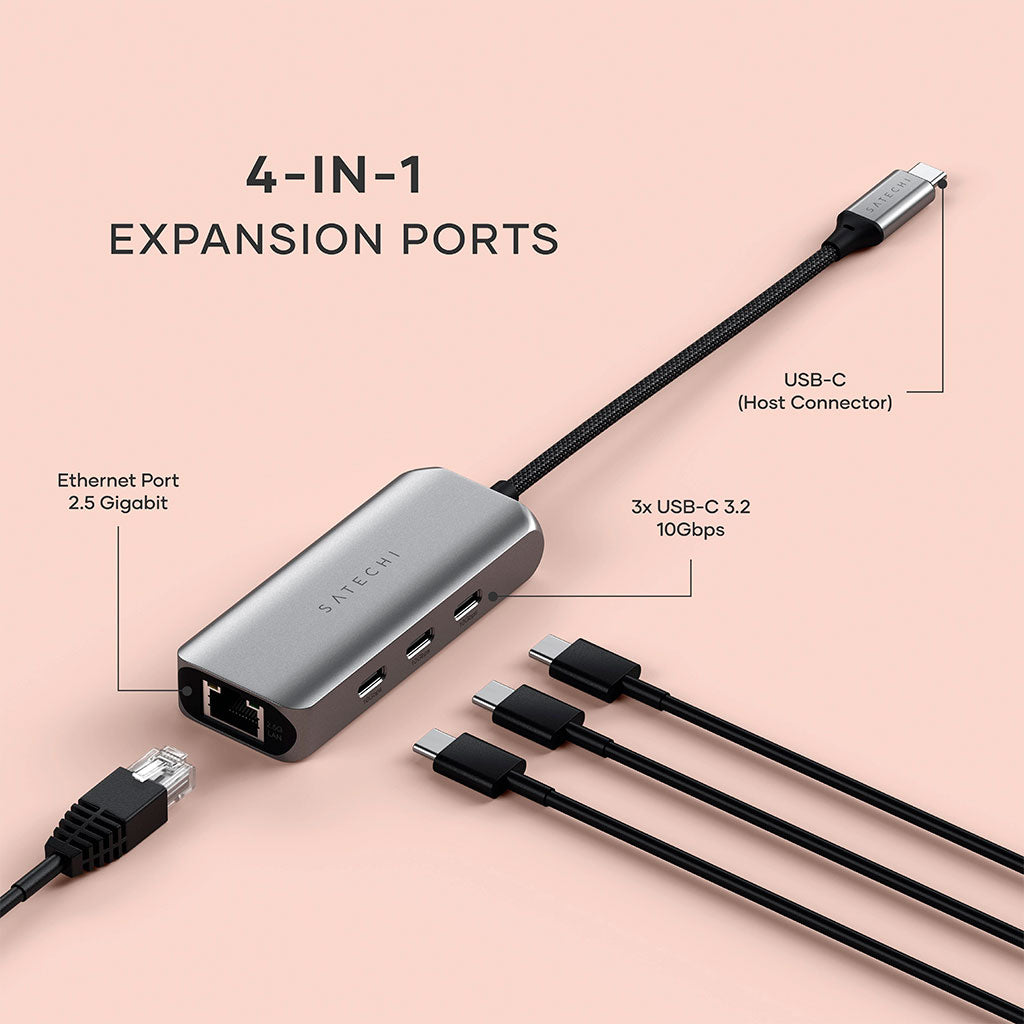 Hub USB-C 4 en 1 con Ethernet Gigabit 2.5 - Satechi